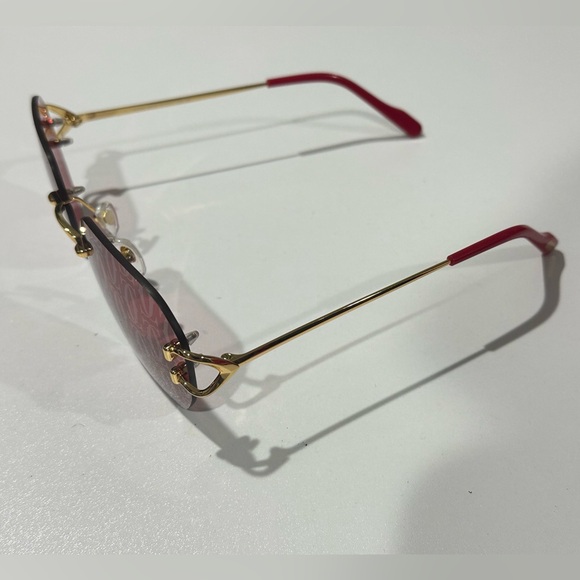 Cartier Geometric Frame Sunglasses Pink / Red BRAND NEW - Picture 8 of 11